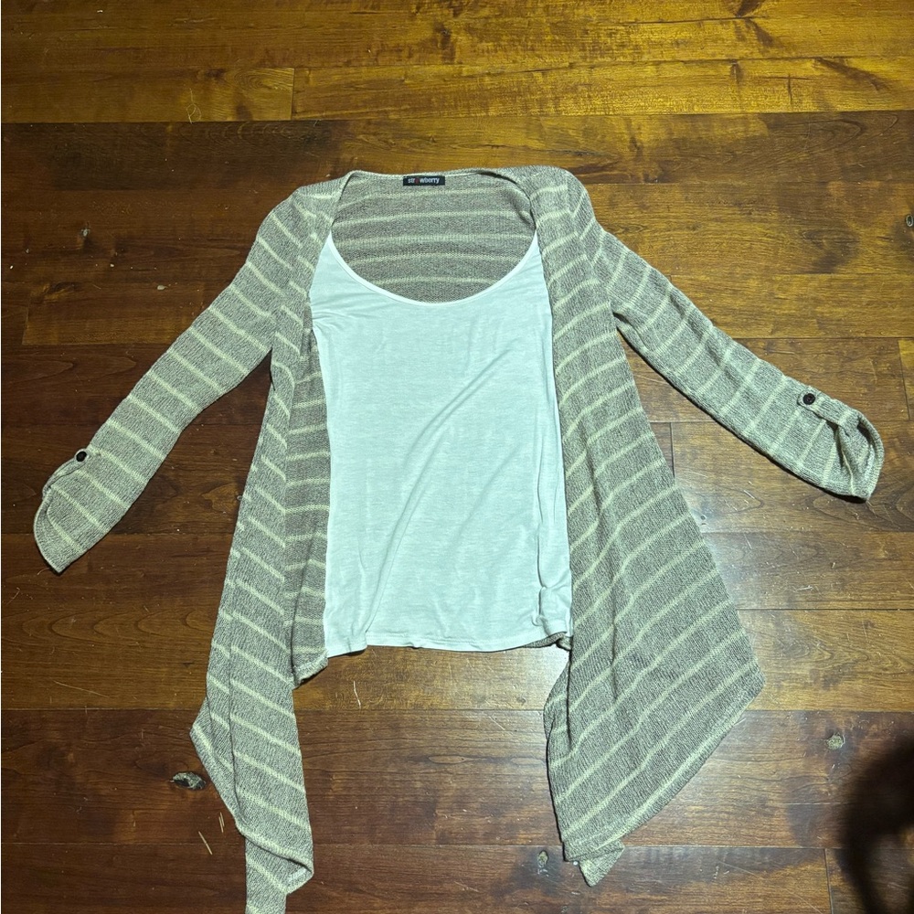 Striped Tan and Cream Women's Sweater